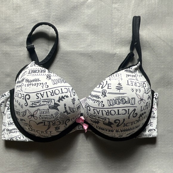 Victoria's Secret Push-up bra womens 34D white body by victoria graffiti print - Picture 1 of 10